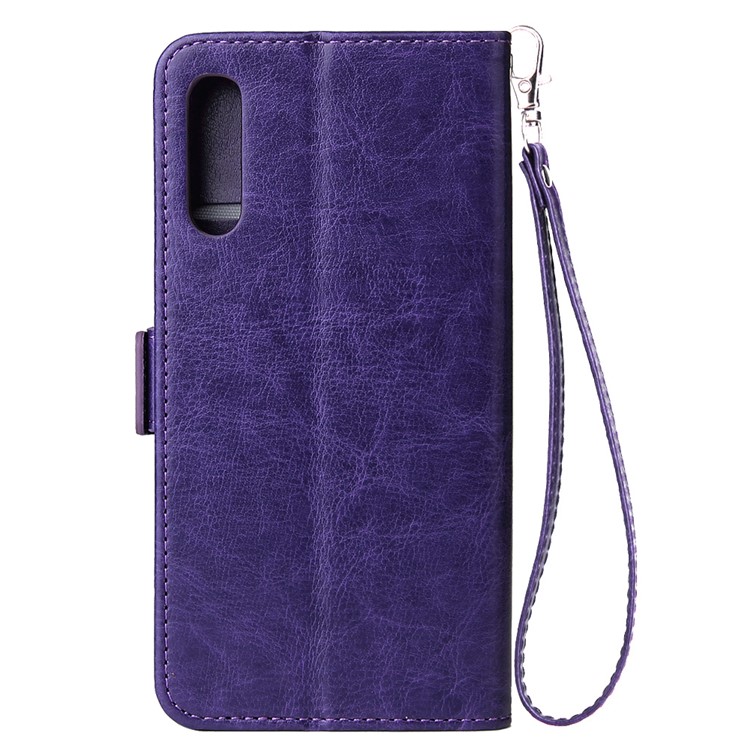 For Samsung Galaxy A50/A50s/A30s Magnetic Absorbed Zipper Leather Purse Phone Cover - Purple-3