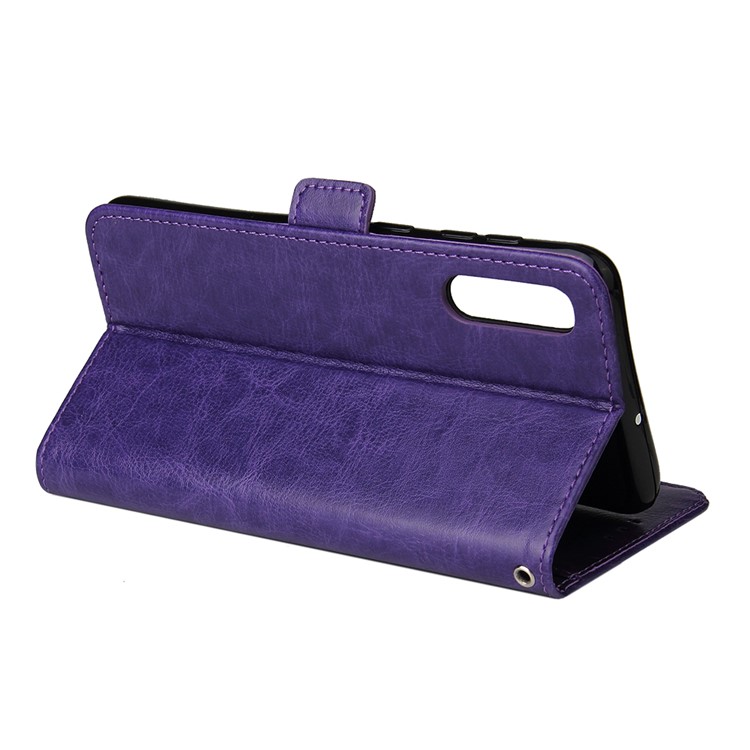 For Samsung Galaxy A50/A50s/A30s Magnetic Absorbed Zipper Leather Purse Phone Cover - Purple-5