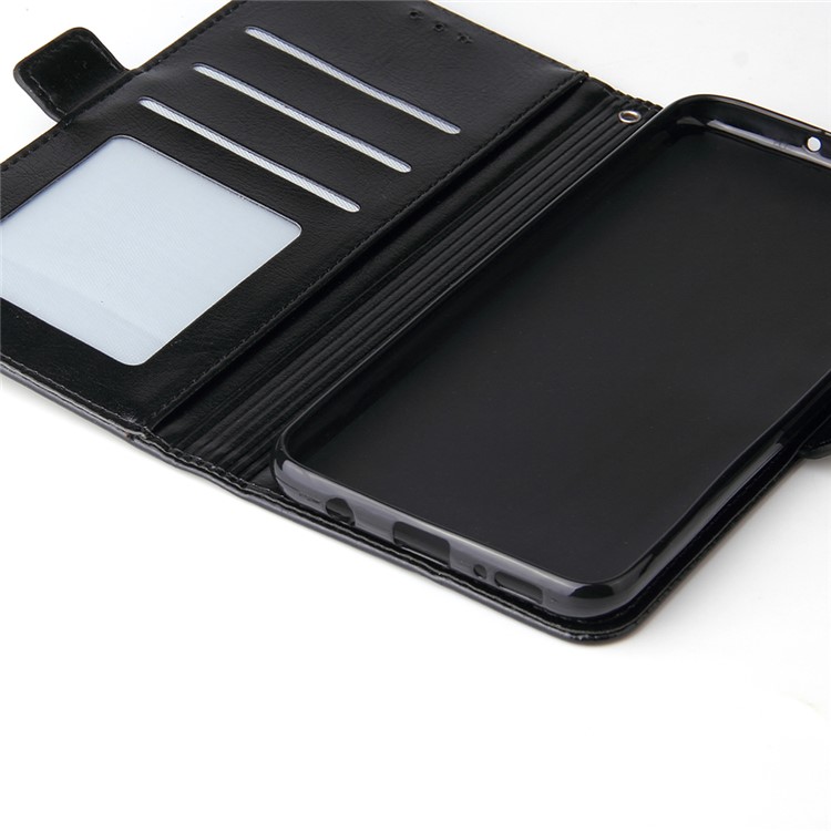 For Samsung Galaxy A50 Magnetic Absorbed Zipper Leather Purse Phone Cover - Black-10