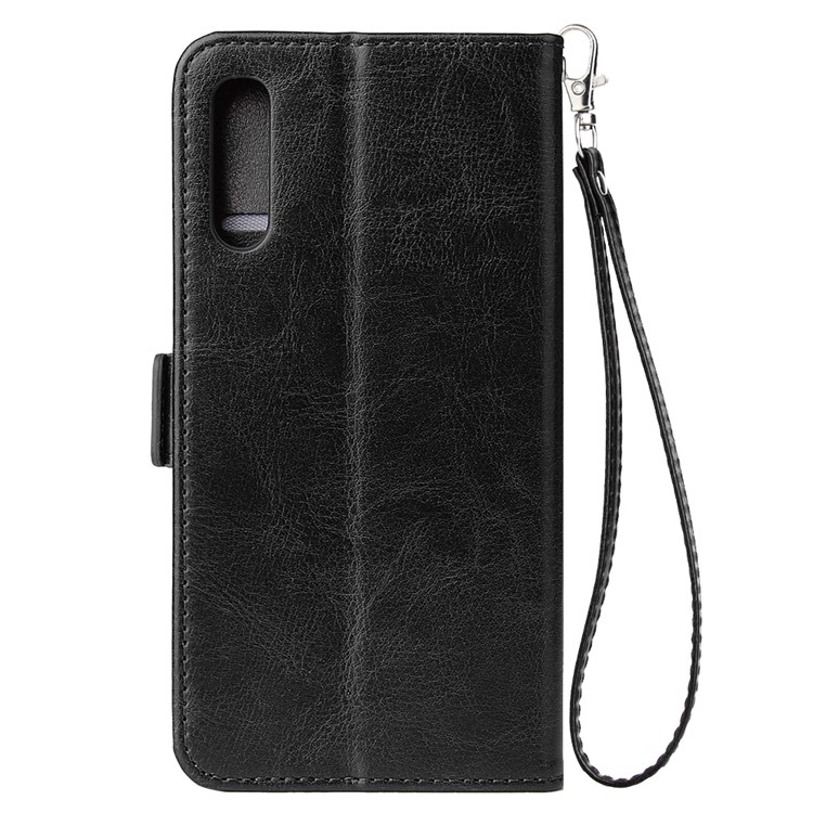 For Samsung Galaxy A50 Magnetic Absorbed Zipper Leather Purse Phone Cover - Black-3