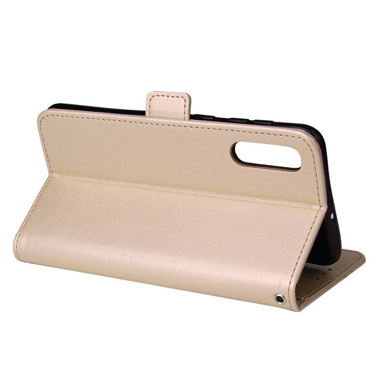 For Samsung Galaxy A50 Magnetic Absorbed Zipper Leather Purse Phone Cover - Beige-5