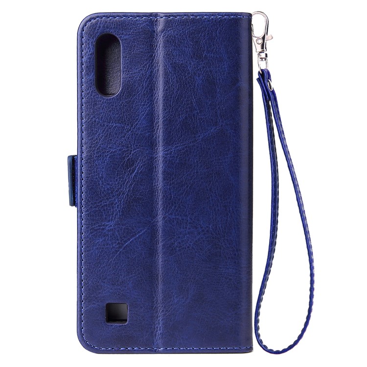 For Samsung Galaxy A10 Zipper Leather Purse Phone Case Cover - Dark Blue-3