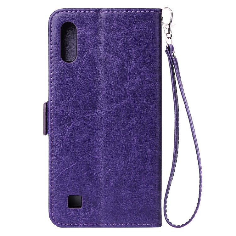 Pour Samsung Galaxy A10 Fermeture À Glissière En Cuir Bourse Housse De Téléphone - Violet-3