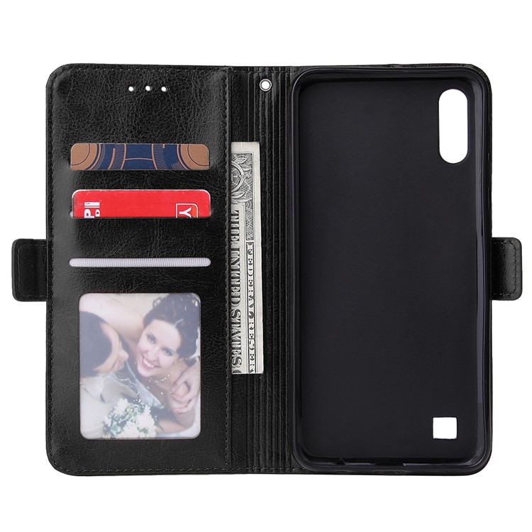Para Samsung Galaxy A10 Zíper Bolsa De Couro Bolsa De Telefone Capa - Preto-6