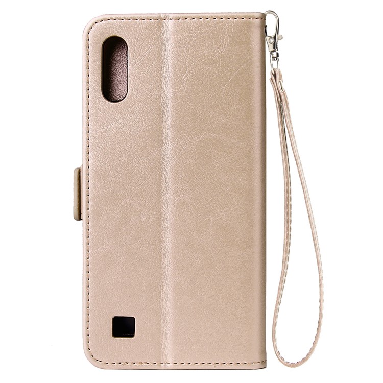 Pour Samsung Galaxy A10 Fermeture À Glissière En Cuir Bourse Housse De Téléphone - Beige-3