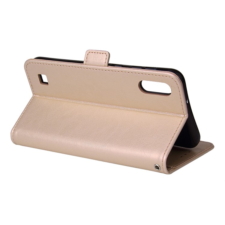 Pour Samsung Galaxy A10 Fermeture À Glissière En Cuir Bourse Housse De Téléphone - Beige-4