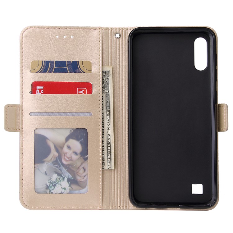 Pour Samsung Galaxy A10 Fermeture À Glissière En Cuir Bourse Housse De Téléphone - Beige-6