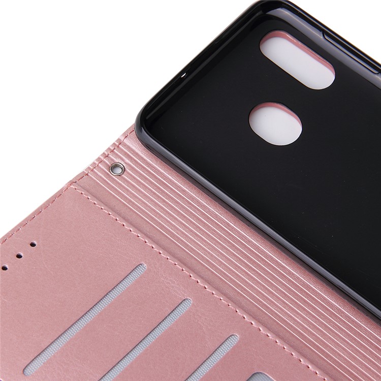 For Samsung Galaxy A30/A20 Magnetic Absorbed Zipper Leather Purse Phone Case Cover - Pink-11