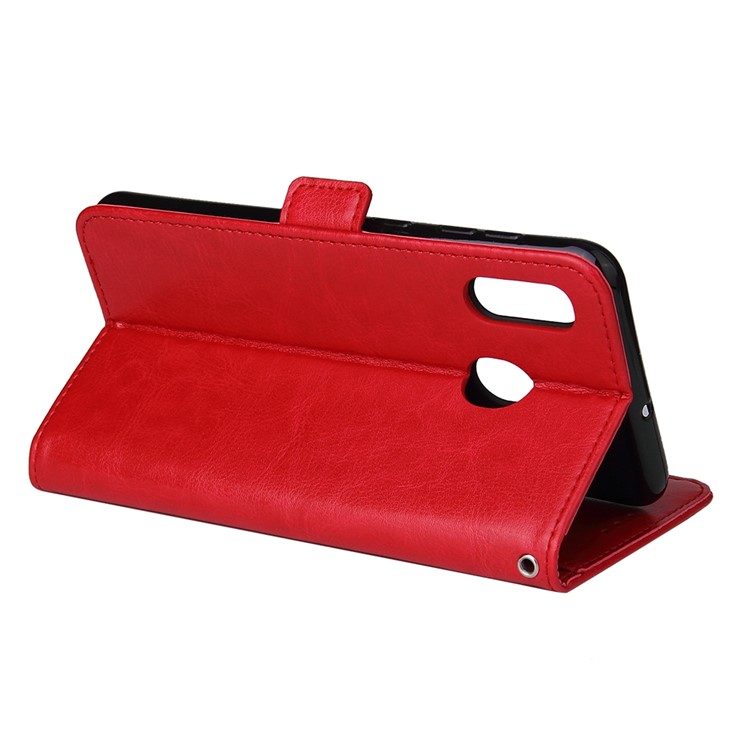 For Samsung Galaxy A30/A20 Magnetic Absorbed Zipper Leather Purse Phone Case Cover - Red-5
