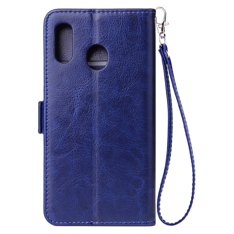 For Samsung Galaxy A30/A20 Magnetic Absorbed Zipper Leather Purse Phone Case Cover - Blue-3