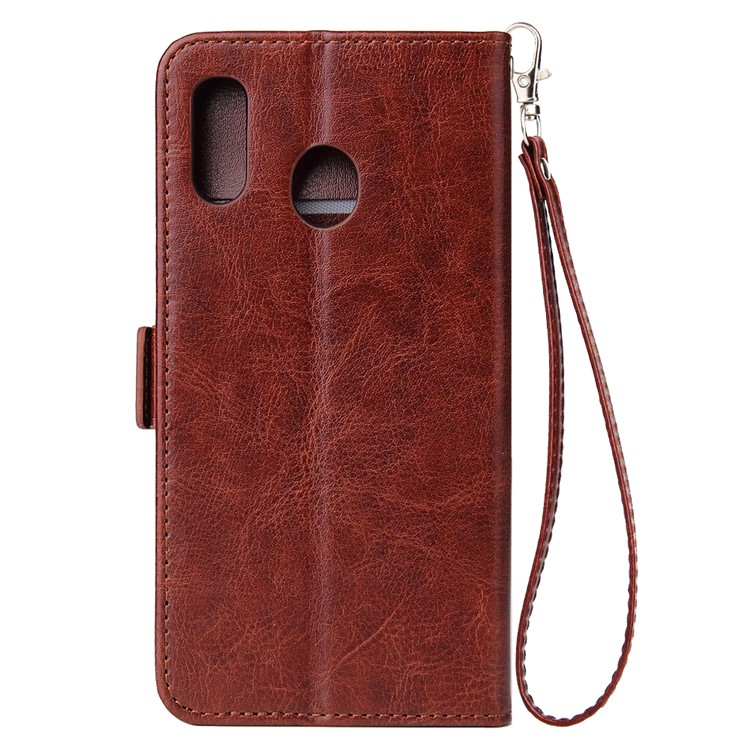 For Samsung Galaxy A30/A20 Magnetic Absorbed Zipper Leather Purse Phone Case Cover - Brown-3