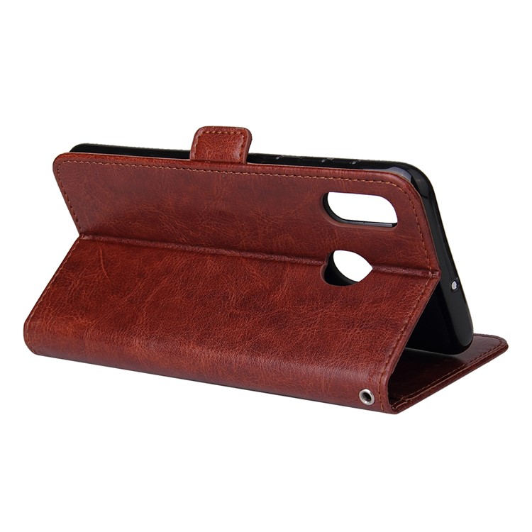 For Samsung Galaxy A30/A20 Magnetic Absorbed Zipper Leather Purse Phone Case Cover - Brown-5