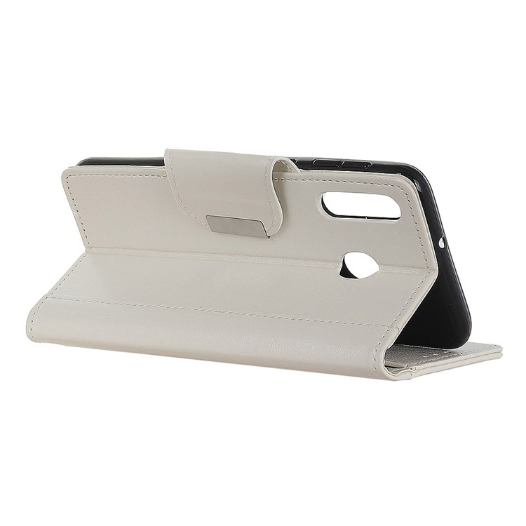Cowhide Texture Wallet Stand PU Leather Phone Case for Samsung Galaxy M40 - White-11