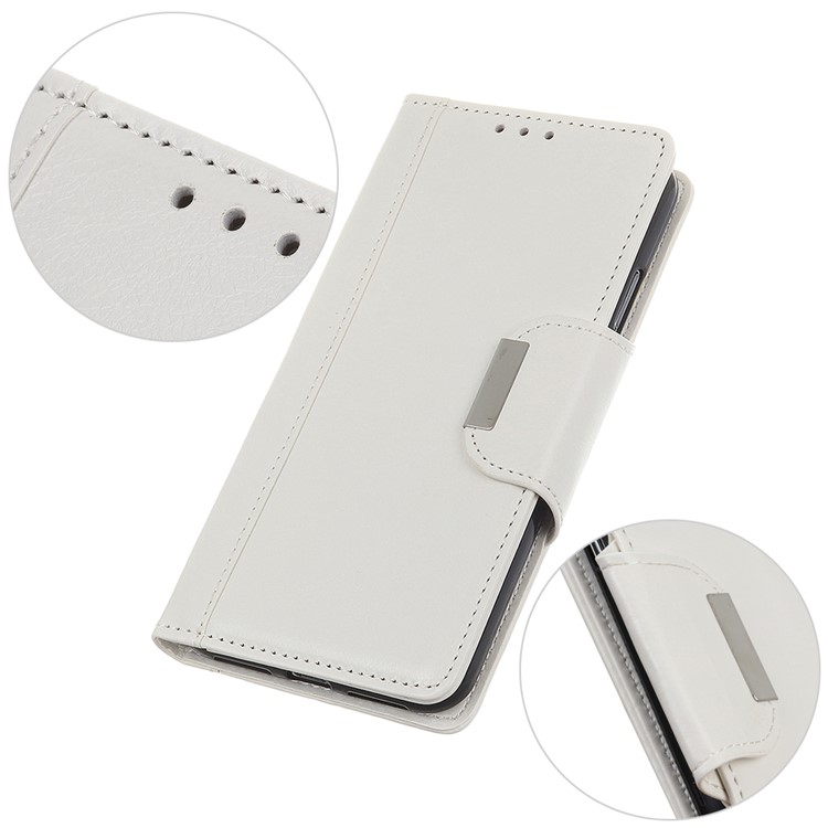Cowhide Texture Wallet Stand PU Leather Phone Case for Samsung Galaxy M40 - White-3