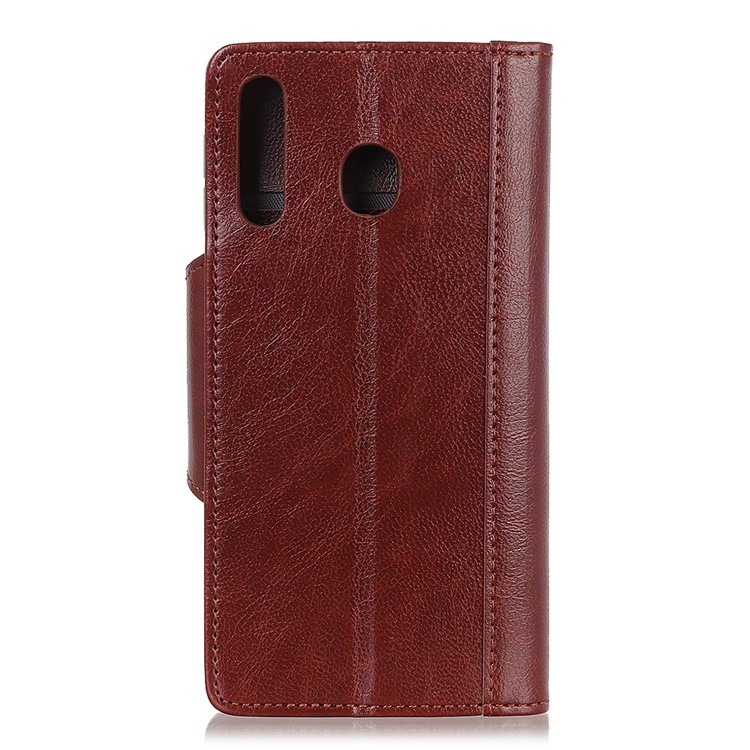 Cowhide Texture Wallet Stand PU Leather Phone Case for Samsung Galaxy M40 - Dark Brown-3