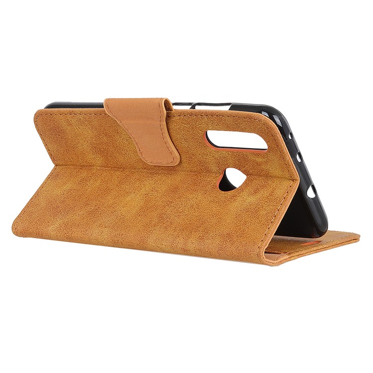 Vintage Style Leather Wallet Case for Samsung Galaxy M40 - Brown-11