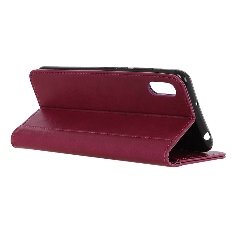 PU Leather Wallet Stand Case Cover for Samsung Galaxy A10e - Wine Red-9