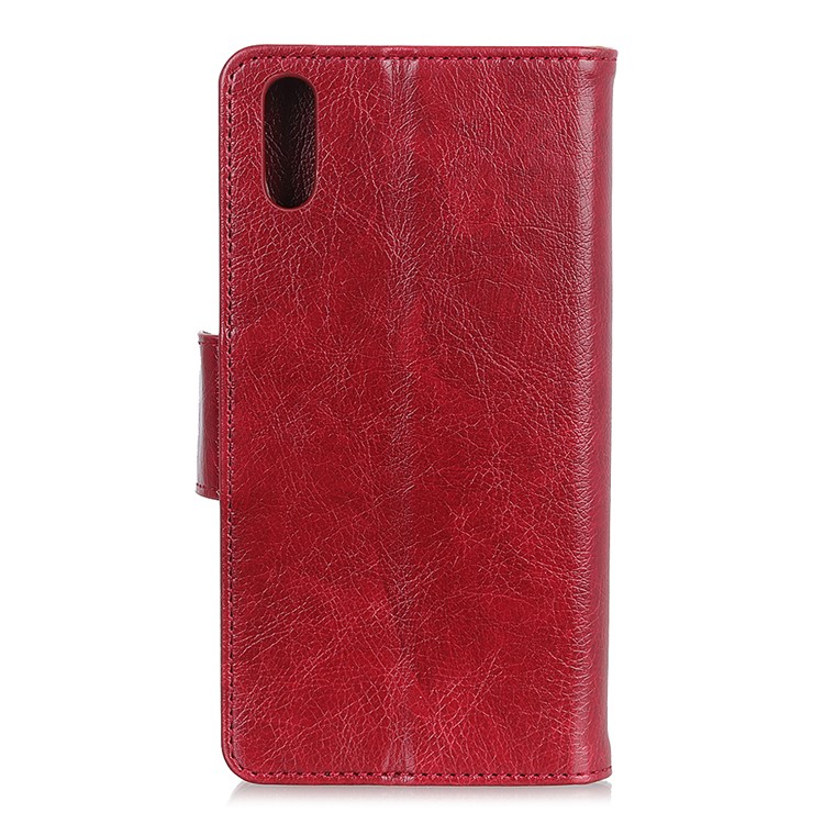 Nappa Texture Split Leather Wallet Phone Cover for Samsung Galaxy A10e - Red-10