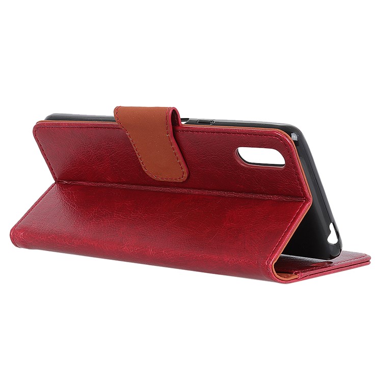 Nappa Texture Split Leather Wallet Phone Cover for Samsung Galaxy A10e - Red-11