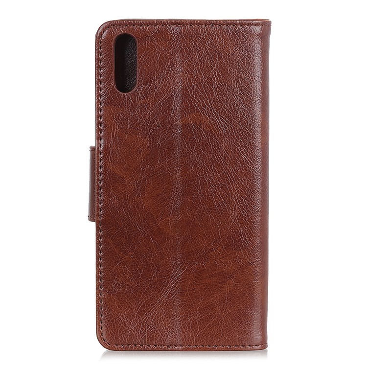 Nappa Texture Split Leather Wallet Phone Cover for Samsung Galaxy A10e - Brown-10