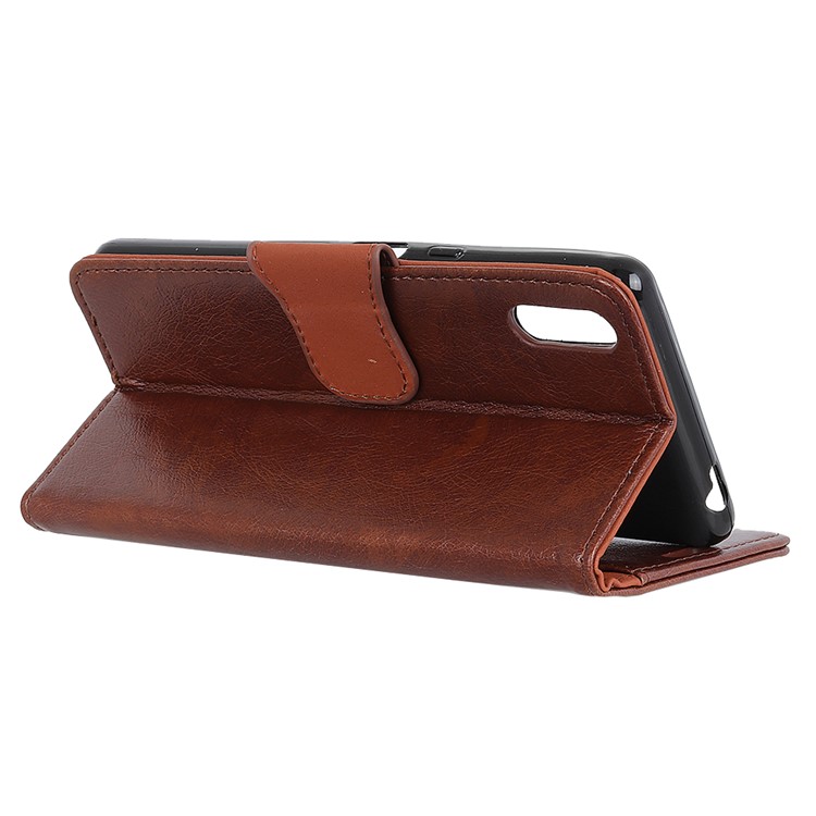 Nappa Texture Split Leather Wallet Phone Cover for Samsung Galaxy A10e - Brown-11