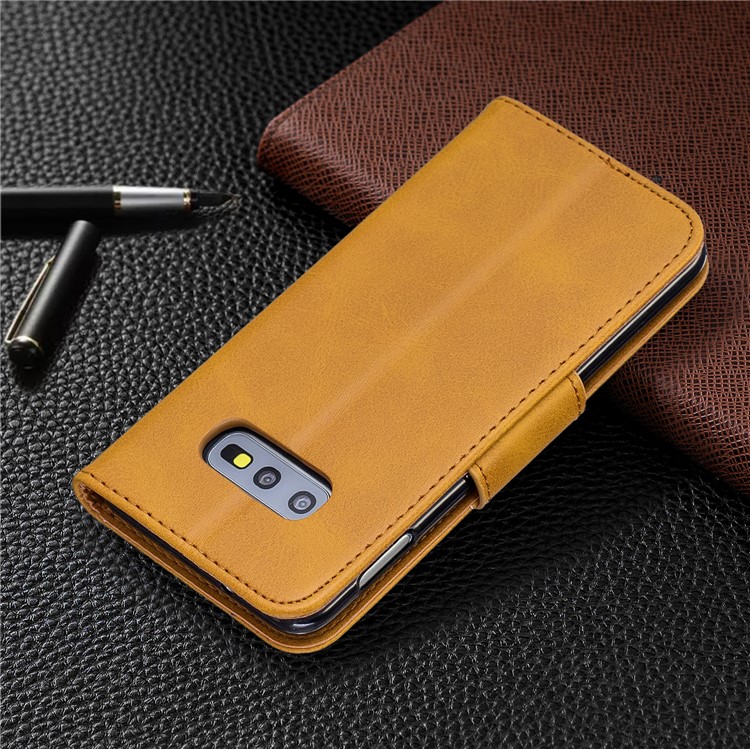 PU Кожаный Кошелек Подставка Для Телефона Чехол Для Samsung Galaxy S10E - Светло-коричневый-8