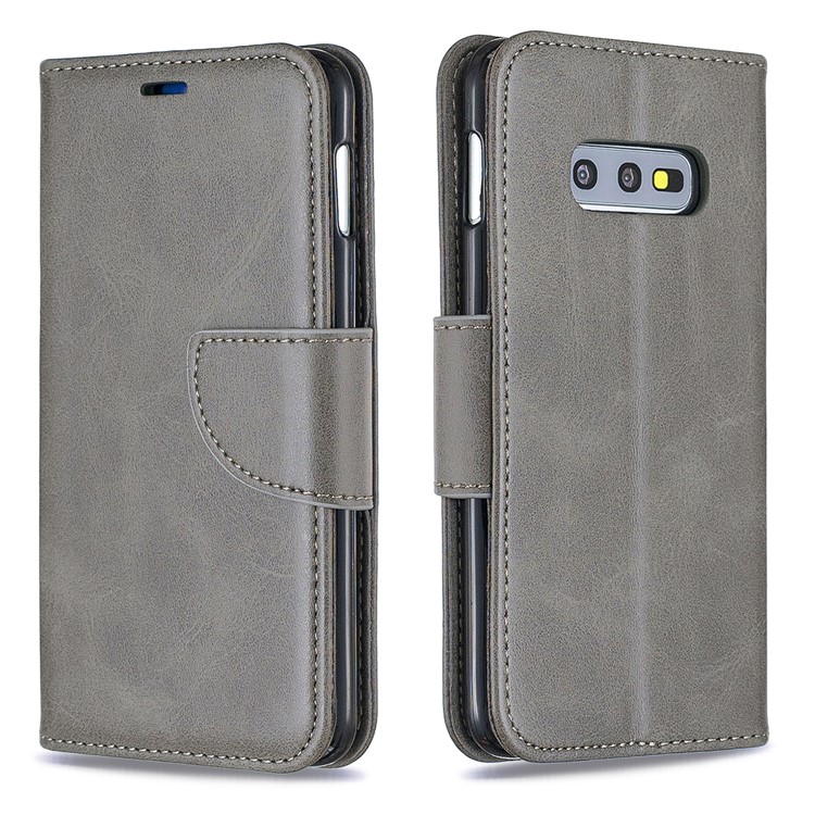PU Leather Wallet Stand Phone Case for Samsung Galaxy S10e - Light Grey-4