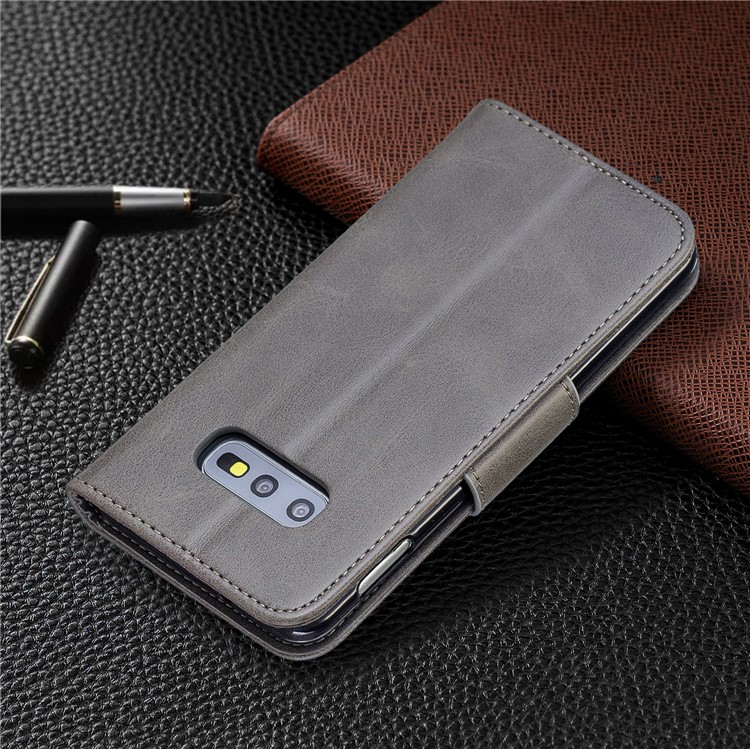 PU Leather Wallet Stand Phone Case for Samsung Galaxy S10e - Light Grey-8