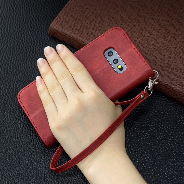 PU Leather Wallet Stand Phone Case for Samsung Galaxy S10e - Red-9
