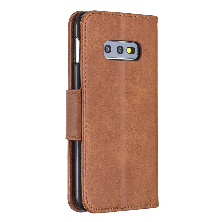 PU Leather Wallet Stand Phone Case for Samsung Galaxy S10e - Brown-3