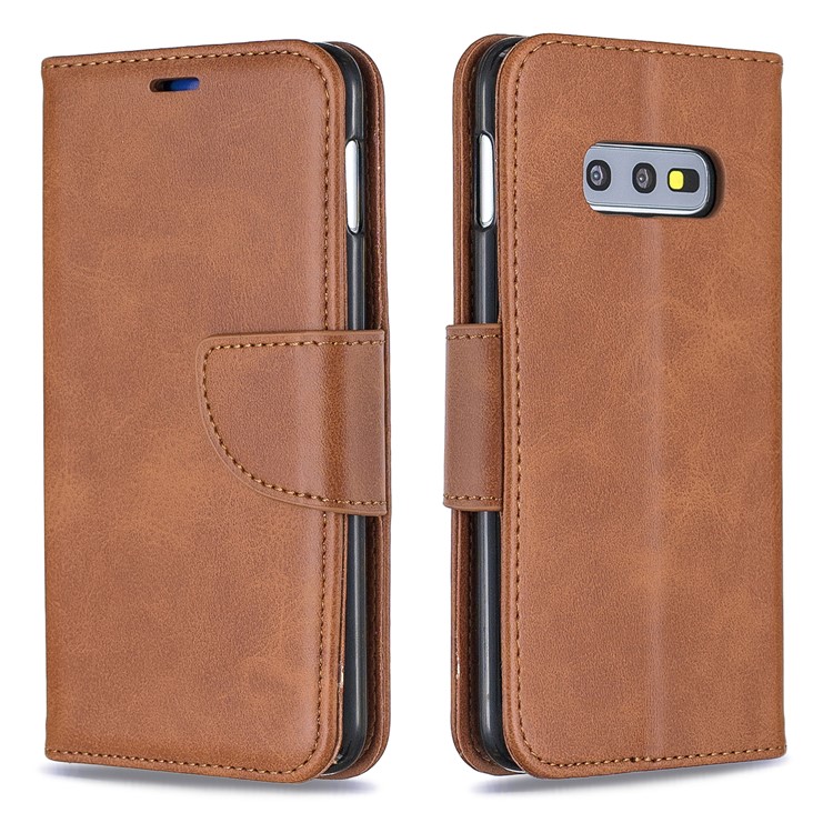PU Leather Wallet Stand Phone Case for Samsung Galaxy S10e - Brown-4