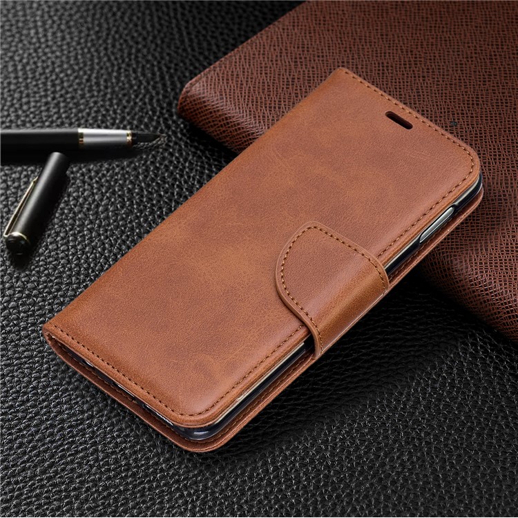 PU Leather Wallet Stand Phone Case for Samsung Galaxy S10e - Brown-7