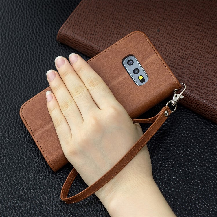 PU Leather Wallet Stand Phone Case for Samsung Galaxy S10e - Brown-9