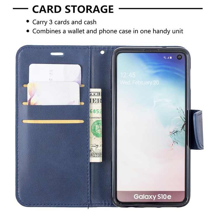 PU Leather Wallet Stand Phone Case for Samsung Galaxy S10e - Blue-6