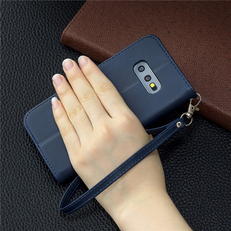 PU Leather Wallet Stand Phone Case for Samsung Galaxy S10e - Blue-9