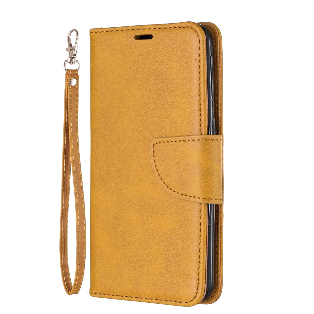 PU Leather Wallet Stand Phone Cover for Samsung Galaxy A40 - Light Brown-2