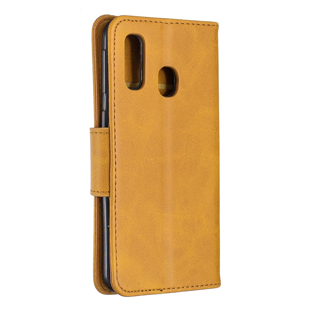 Campa de Telefone da Carteira de Couro PU Para Samsung Galaxy A40 - Marrom Claro