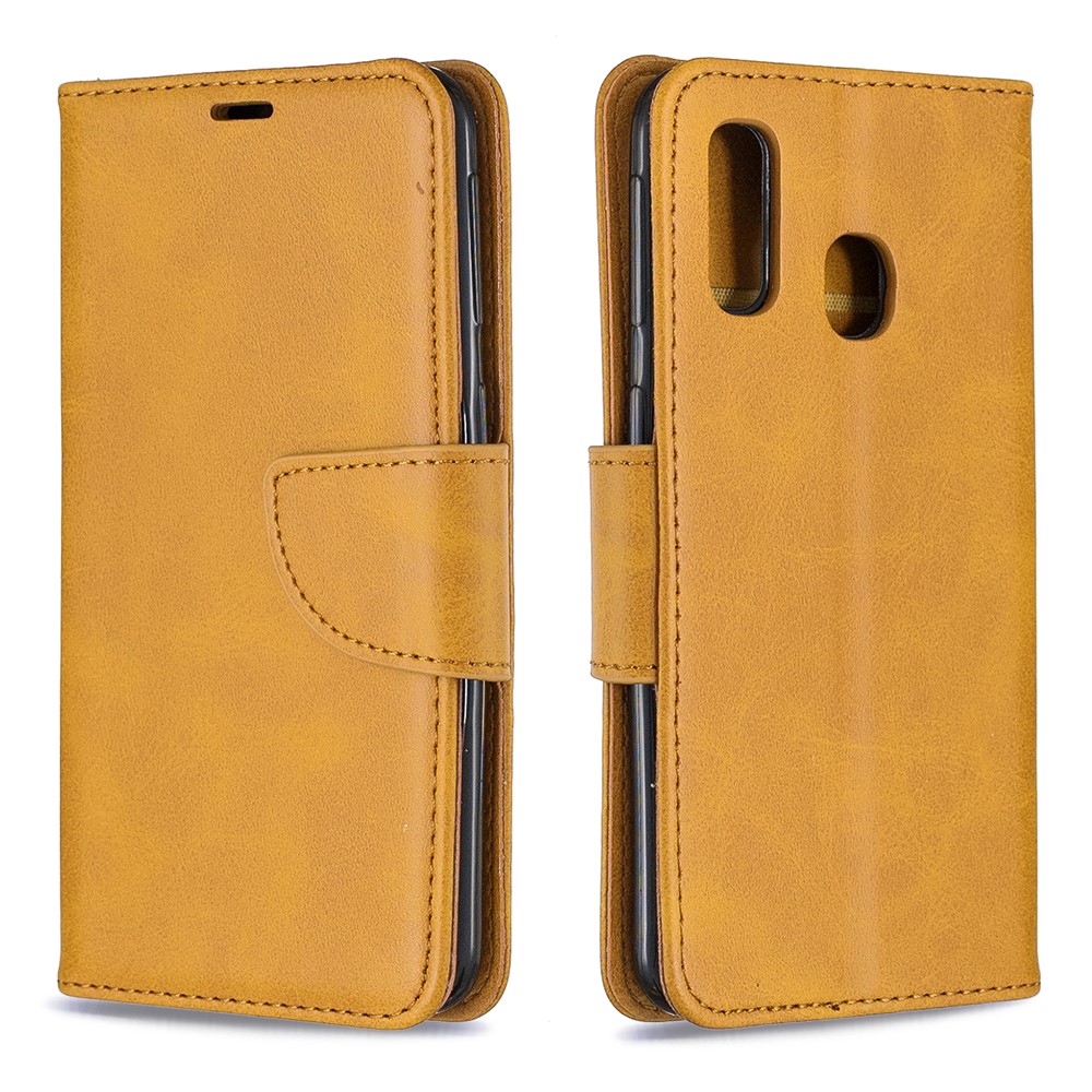 PU Leather Wallet Stand Phone Cover for Samsung Galaxy A40 - Light Brown-4