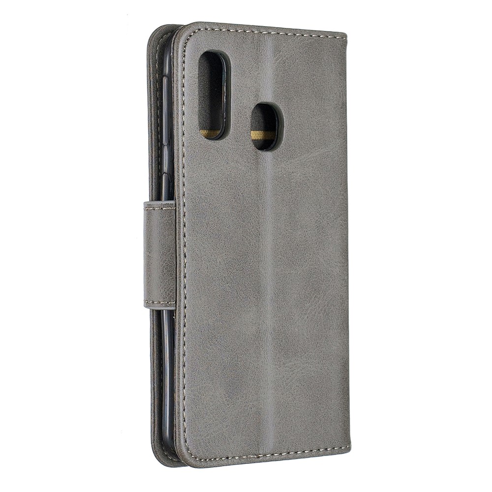 Etui Portefeuille En Cuir PU Pour Samsung Galaxy A40 - Gris Clair-3