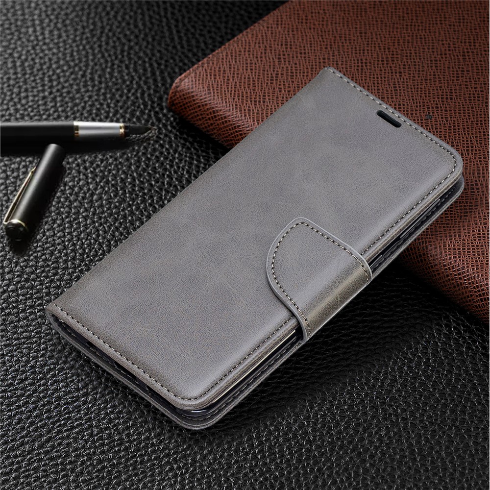 Etui Portefeuille En Cuir PU Pour Samsung Galaxy A40 - Gris Clair-7