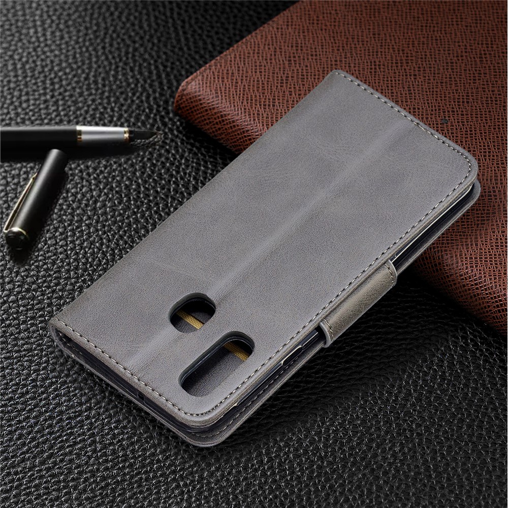 Etui Portefeuille En Cuir PU Pour Samsung Galaxy A40 - Gris Clair-8