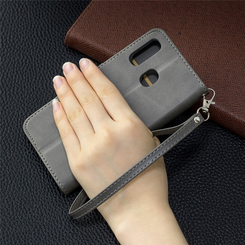 Etui Portefeuille En Cuir PU Pour Samsung Galaxy A40 - Gris Clair-9