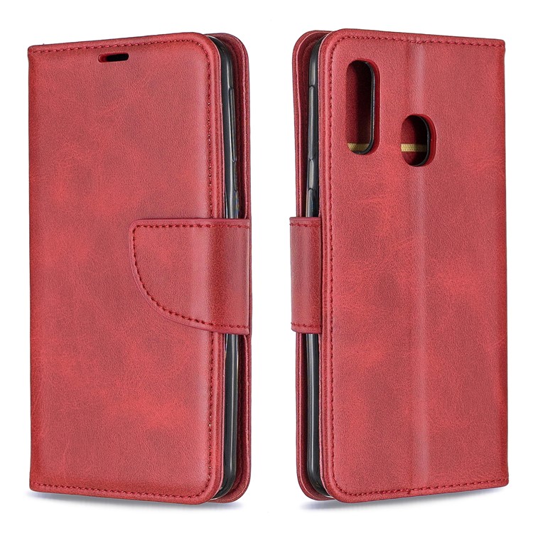 PU Leather Wallet Stand Phone Cover for Samsung Galaxy A40 - Red-4