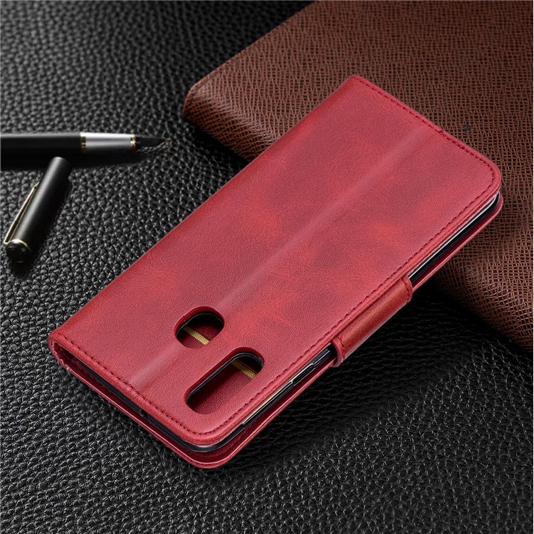 PU Leather Wallet Stand Phone Cover for Samsung Galaxy A40 - Red-8