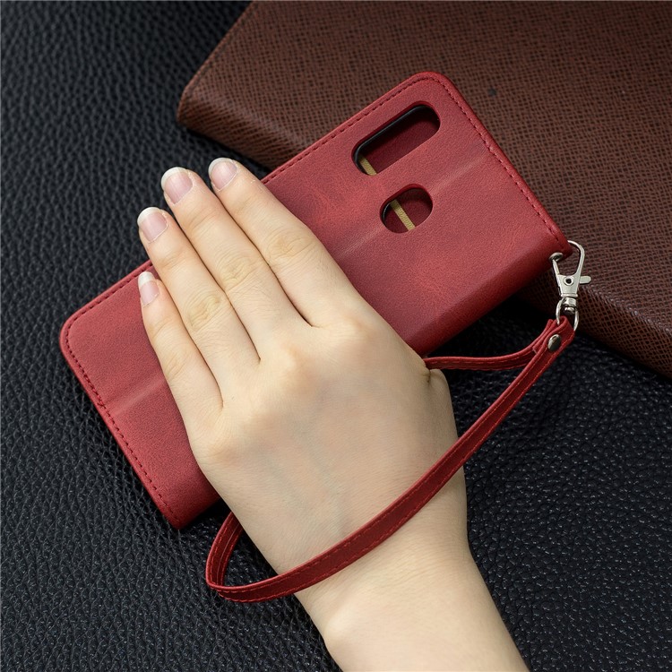 PU Leather Wallet Stand Phone Cover for Samsung Galaxy A40 - Red-9