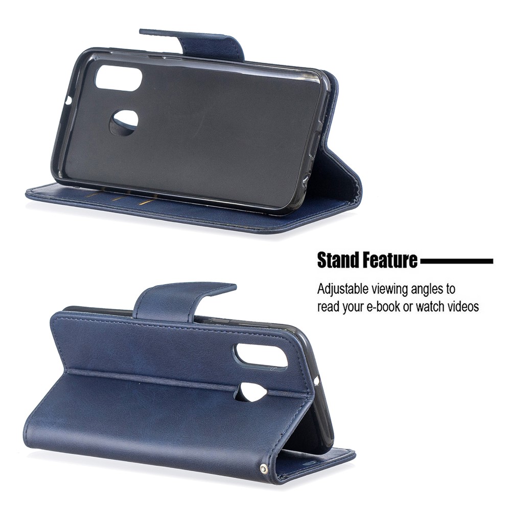 PU Leather Wallet Stand Phone Cover for Samsung Galaxy A40 - Blue-5