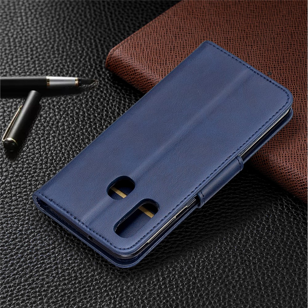 PU Leather Wallet Stand Phone Cover for Samsung Galaxy A40 - Blue-8