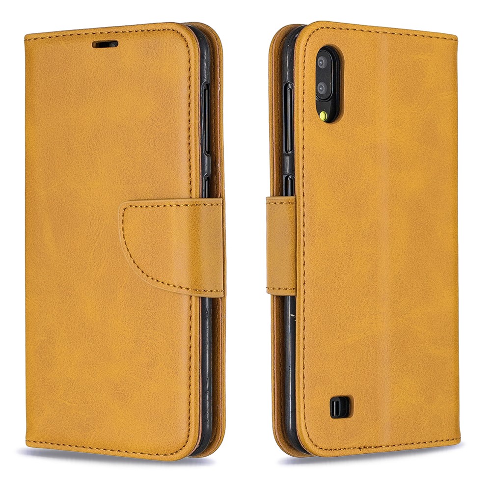 PU Leather Wallet Stand Phone Cover for Samsung Galaxy A10 / M10 - Light Brown-4