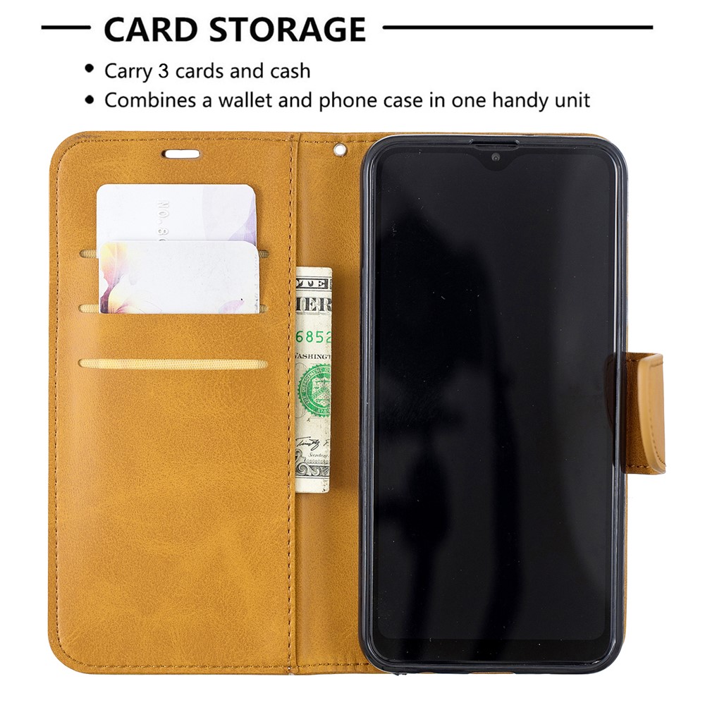 PU Leather Wallet Stand Phone Cover for Samsung Galaxy A10 / M10 - Light Brown-6