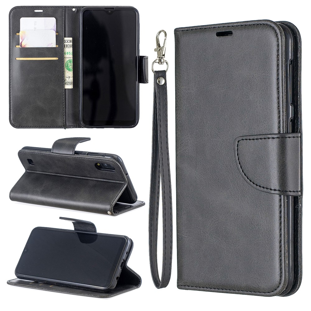 PU Leder Brieftaschenstand Telefonabdeckung Für Samsung Galaxy A10 / M10 - Schwarz